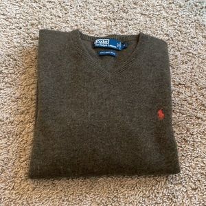 Polo V-Neck Sweater (dark green)